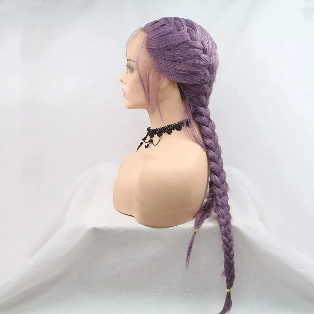 Purple Braid Wig Synthetic 2Box Braid Lace Front Wigs For Women Hair Heat Resistant Fiber Long Braiding Hair Wig With Baby Hair